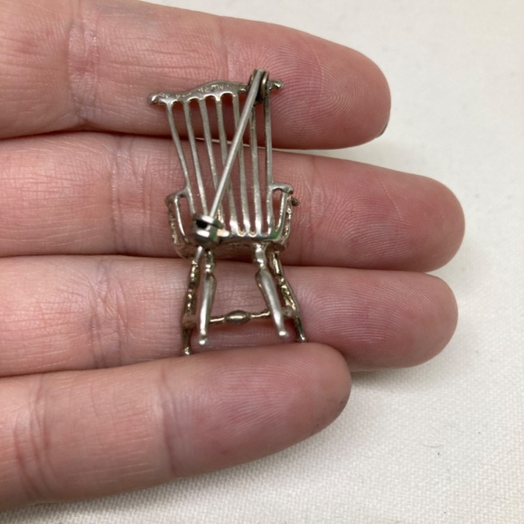 Solid 925 Sterling Silver Shaker / Antique-Vintage Chair Lapel Stick Pin Brooch - Picture 3 of 8